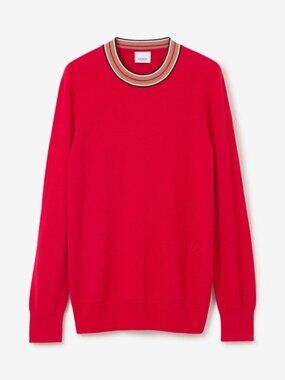 BURBERRY *NWT* Tilda Red Cashmere Jumper/Sweater with Striped Neckline Size XS